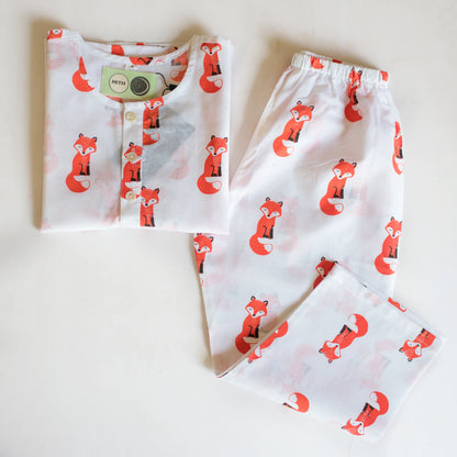 Mouse in the House White & Red Nightsuit-The Bushy Fox-Cotton-For Infants