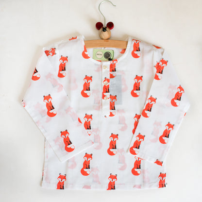 Mouse in the House White & Red Nightsuit-The Bushy Fox-Cotton-For Infants