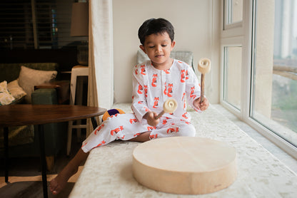 Mouse in the House White & Red Nightsuit-The Bushy Fox-Cotton-For Infants