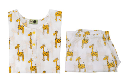 Mouse in the House White & Yellow Nightsuit-The Curious Giraffe-Cotton-For Infants