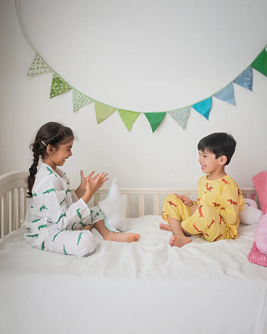 Mouse in the House White & Green Nightsuit-Agar-Magar-Cotton-For Infants