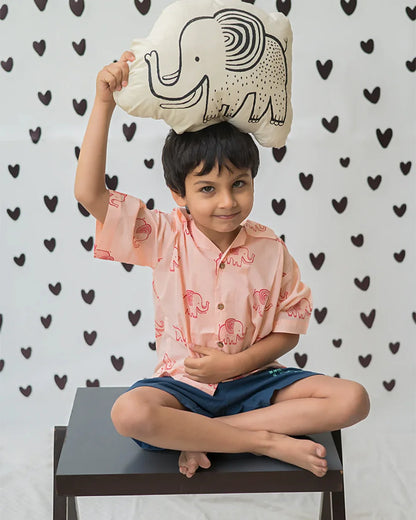 Mouse in the House Peach Shirt-A Stomping Elephant-Cotton-For Infants