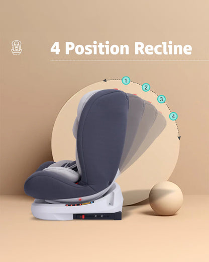 R for Rabbit Jack N Jill Grand ISOFIX Baby Car Seat-360 Degree Rotation-ECE R44/04 Certified-For 0 to 12Y (Upto 36 Kg)-Grey