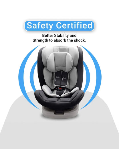 R for Rabbit Jack N Jill Grand ISOFIX Baby Car Seat-360 Degree Rotation-ECE R44/04 Certified-For 0 to 12Y (Upto 36 Kg)-Grey