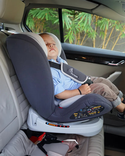 R for Rabbit Jack N Jill Grand ISOFIX Baby Car Seat-360 Degree Rotation-ECE R44/04 Certified-For 0 to 12Y (Upto 36 Kg)-Black Grey