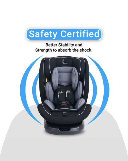 R for Rabbit Jack N Jill Grand ISOFIX Baby Car Seat-360 Degree Rotation-ECE R44/04 Certified-For 0 to 12Y (Upto 36 Kg)-Black Grey