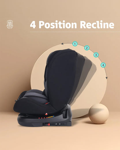 R for Rabbit Jack N Jill Grand ISOFIX Baby Car Seat-360 Degree Rotation-ECE R44/04 Certified-For 0 to 12Y (Upto 36 Kg)-Black Grey