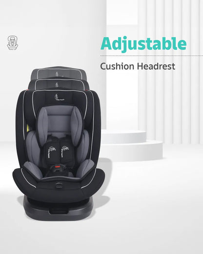 R for Rabbit Jack N Jill Grand ISOFIX Baby Car Seat-360 Degree Rotation-ECE R44/04 Certified-For 0 to 12Y (Upto 36 Kg)-Black Grey