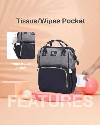 R For Rabbit Caramello Diaper Bag-Backpack-With Large Capacity-Black Grey