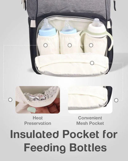 R For Rabbit Caramello Diaper Bag-Backpack-With Large Capacity-Black Grey