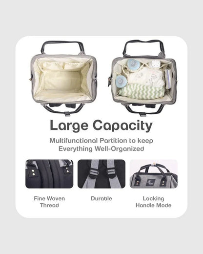 R For Rabbit Caramello Diaper Bag-Backpack-With Large Capacity-Black Grey