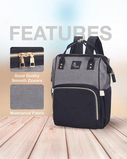 R For Rabbit Caramello Diaper Bag-Backpack-With Large Capacity-Black Grey