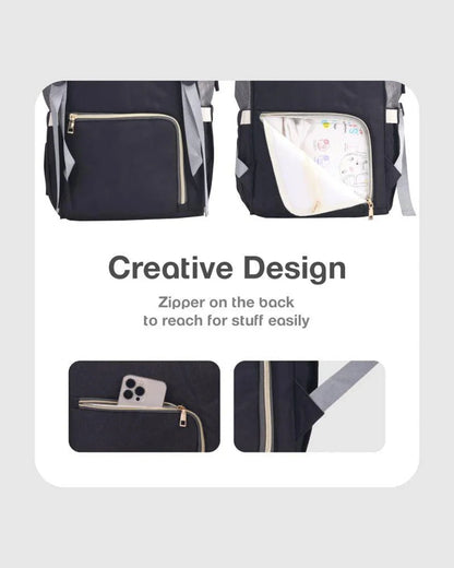 R For Rabbit Caramello Diaper Bag-Backpack-With Large Capacity-Black Grey