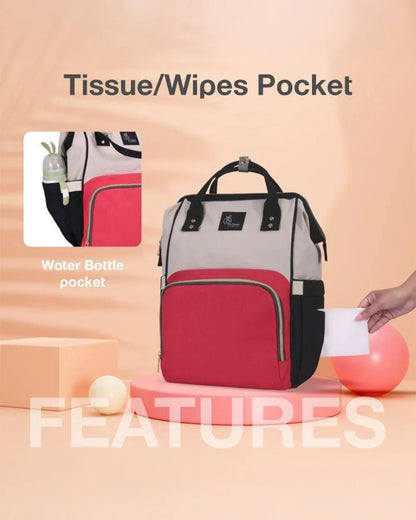 R For Rabbit Caramello Diaper Bag-Backpack-With Large Capacity-Red Cream