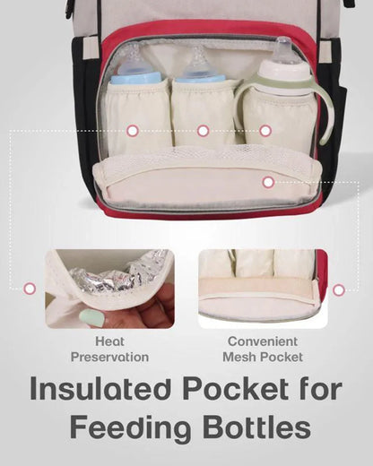 R For Rabbit Caramello Diaper Bag-Backpack-With Large Capacity-Red Cream