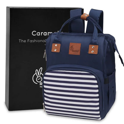 R For Rabbit Caramello Regal Diaper Bag-Backpack-With Insulated Bottle Pockets-Blue Stripes