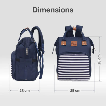 R For Rabbit Caramello Regal Diaper Bag-Backpack-With Insulated Bottle Pockets-Blue Stripes