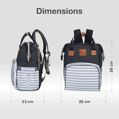 R For Rabbit Caramello Regal Diaper Bag-Backpack-With Insulated Bottle Pockets-Grey Stripes