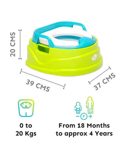 R For Rabbit Ding Dong Convertible 4 in 1 Potty Training Seat-With Soft Cushion & Side Handles-Green Blue