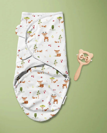 Haus & Kinder Easy Wrap Swaddle-Magical Garden-White & Pink-100% Cotton-Pack of 2-For Infants
