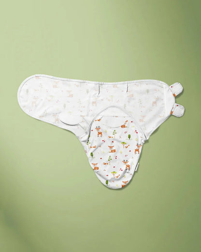Haus & Kinder Easy Wrap Swaddle-Magical Garden-White & Pink-100% Cotton-Pack of 2-For Infants