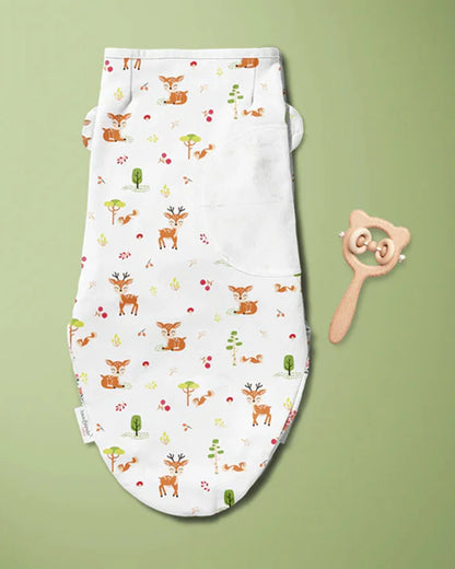 Haus & Kinder Easy Wrap Swaddle-Magical Garden-White & Pink-100% Cotton-Pack of 2-For Infants