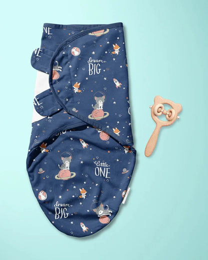 Haus & Kinder Easy Wrap Swaddle-Spacewalk-Navy Blue-100% Cotton-For Infants