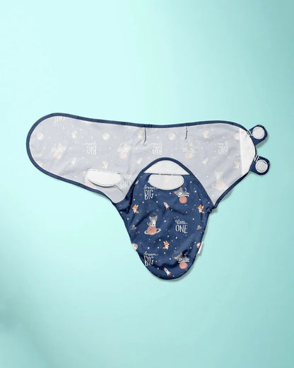 Haus & Kinder Easy Wrap Swaddle-Spacewalk-Navy Blue-100% Cotton-For Infants