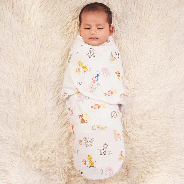 Haus & Kinder Dreamsack Easy Wrap Swaddle-Alphabet-White-100% Cotton ...