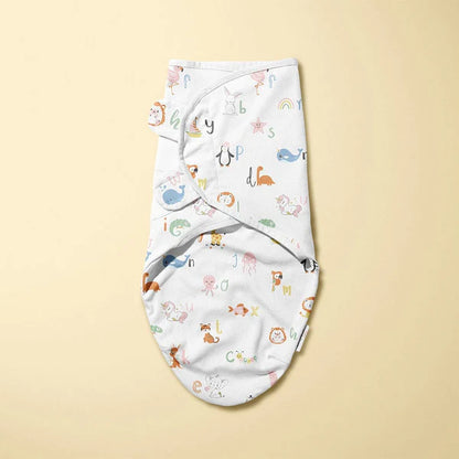 Haus & Kinder Dreamsack Easy Wrap Swaddle-Alphabet-White-100% Cotton-For Infants