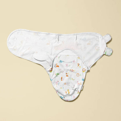 Haus & Kinder Dreamsack Easy Wrap Swaddle-Alphabet-White-100% Cotton-For Infants
