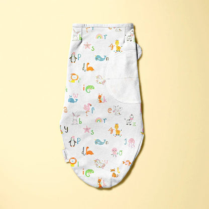 Haus & Kinder Dreamsack Easy Wrap Swaddle-Alphabet-White-100% Cotton-For Infants