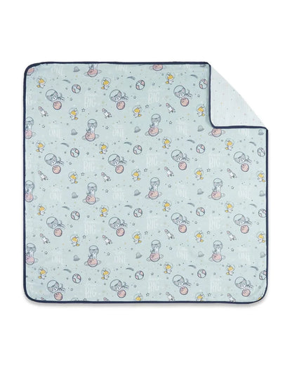 Haus & Kinder Spacewalk Reversible Blanket-Blue-100% Cotton  Muslin-For Infants
