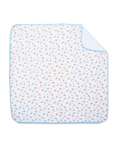 Haus & Kinder Peekaboo Reversible Quilt-White & Blue-100% Cotton  Muslin-For Infants