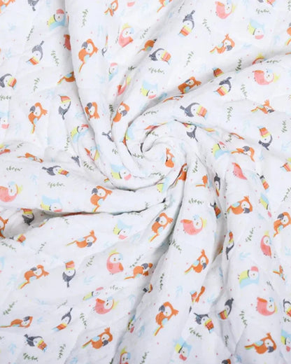 Haus & Kinder Peekaboo Reversible Quilt-White & Blue-100% Cotton  Muslin-For Infants