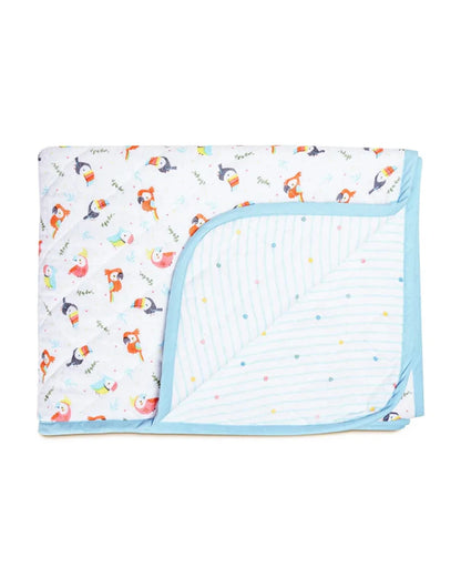 Haus & Kinder Peekaboo Reversible Quilt-White & Blue-100% Cotton  Muslin-For Infants