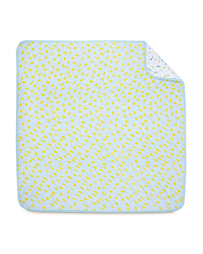 Haus & Kinder Fruit & Brute Reversible Quilt-Blue & Yellow-100% Cotton  Muslin-For Infants