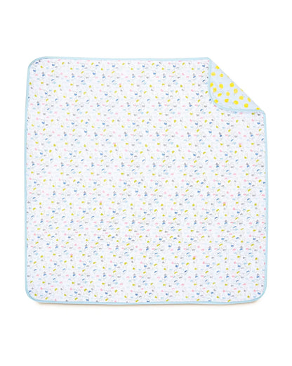 Haus & Kinder Fruit & Brute Reversible Quilt-Blue & Yellow-100% Cotton  Muslin-For Infants