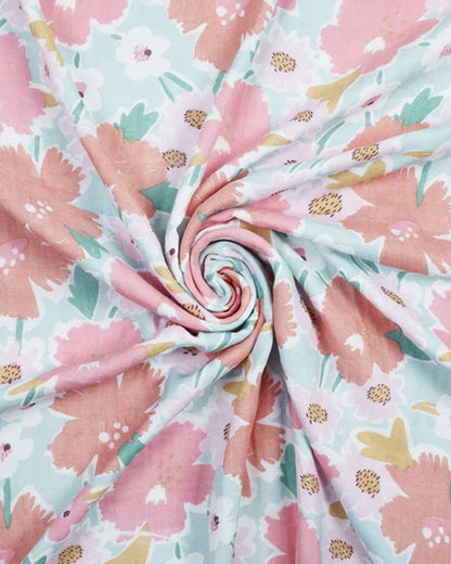 Haus & Kinder Bold Floral Reversible Blanket-100% Cotton  Muslin-Multicolor-For Infants