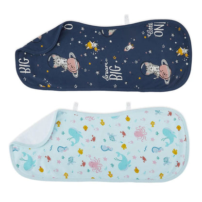 Haus & Kinder 100% Cotton Muslin Burp Cloth-Super Absorbent-Pack of 2-Galaxy Lagoon-For Infants