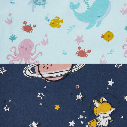 Haus & Kinder 100% Cotton Muslin Burp Cloth-Super Absorbent-Pack of 2-Galaxy Lagoon-For Infants