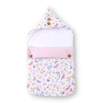 Haus & Kinder Butterfly Garden Baby Carrier Nest Cum Baby Sleeping Bag-100% Muslin Cotton-Pink-For Infants