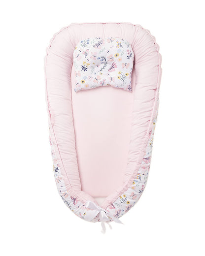 Haus & Kinder Baby Sleeping Nest-Baby Gadda Set-Butterfly Garden-100% Cotton  Muslin-Pink-For Infants