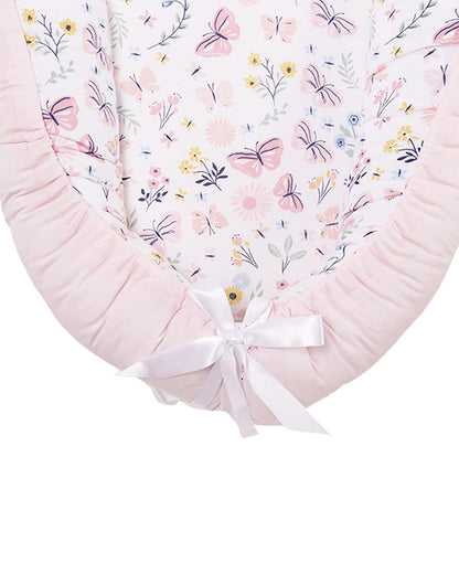 Haus & Kinder Baby Sleeping Nest-Baby Gadda Set-Butterfly Garden-100% Cotton  Muslin-Pink-For Infants