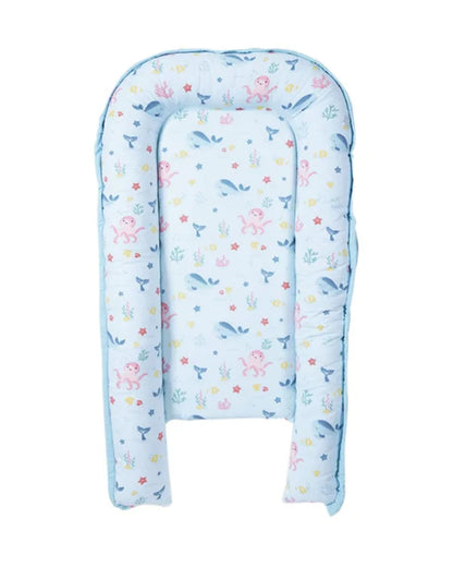 Haus & Kinder Baby Sleeping Nest-Baby Gadda Set-Vitamin Sea-100% Cotton  Muslin-Blue-For Infants