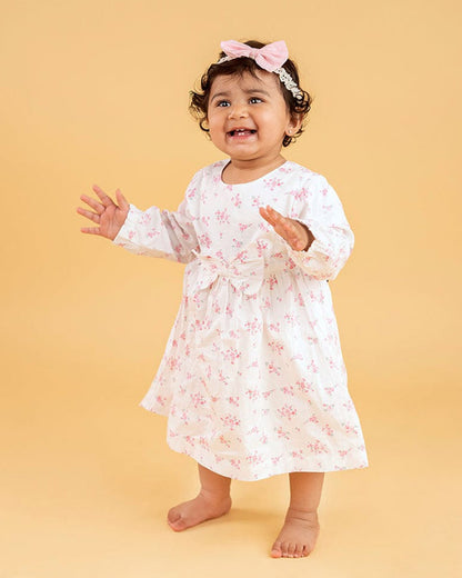 Haus & Kinder White Frock Dress-Floral-Cotton-For Infants