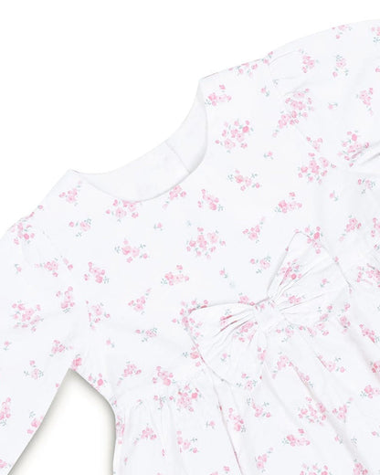 Haus & Kinder White Frock Dress-Floral-Cotton-For Infants