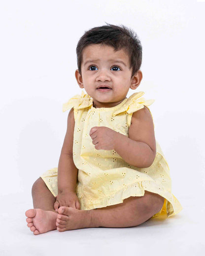 Haus & Kinder Yellow Frock Dress-Solid-Cotton-For Infants