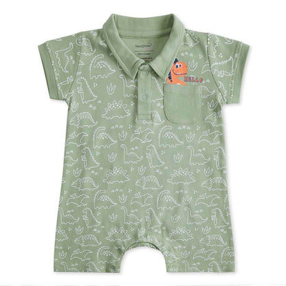 Haus & Kinder Green Romper-Dinosaurs-Cotton-For Infants