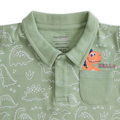 Haus & Kinder Green Romper-Dinosaurs-Cotton-For Infants